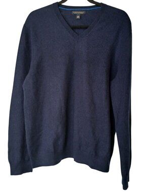 Banana Republic Extra Fine Merino Wool V-Neck Sweater XL Navy Blue  #I-10